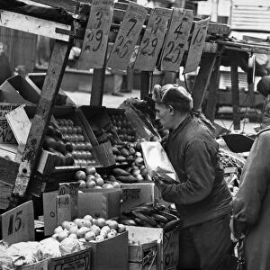 BROOKLYN: MARKET, 1962. A pushcart produce stand on Belmont Avenue in Brownsville