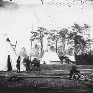 CIVIL WAR: YORKTOWN, 1862. Headquarters of General George B. McClellan at Camp Winfield Scott