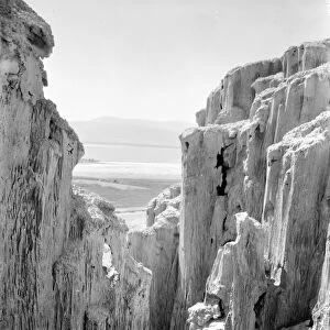 HOLY LAND: DEAD SEA. Rock salt formations on the cliffs of Jebel Usdum near the Dead Sea