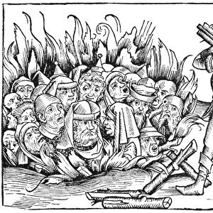 JEWS BURNED ALIVE, 1493. European Jews serve as scapegoats and are burned alive