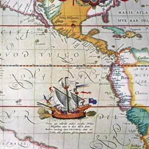 MAGELLAN: VICTORIA, 1590. Ferdinand Magellans ship Victoria under full sail