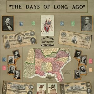 MAP: CONFEDERATE STATES. The Days of Long Ago: Half Century Confederate Memorial. Collage by Fitzhugh Lee, c1910