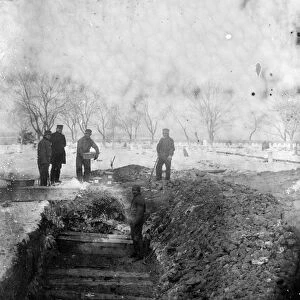 NYC: HART ISLAND, 1888. Gravediggers at the potters field on Hart Island, New York City