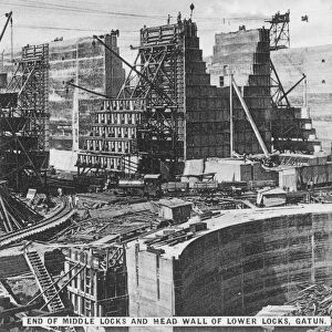 PANAMA CANAL, 1910s. Construction of the lower and middle Gatun locks of the Panama Canal