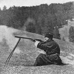RUSSIA: BURYAT HUNTER. A Buryat hunter in Siberia, Russia. Photograph, c1897