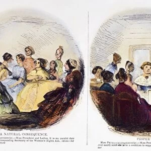 WOMENs RIGHTS, 1852. A satirical view of the womens rights movement from an American