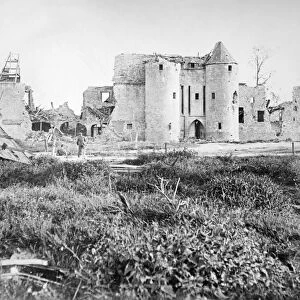 WWI: SOMME, c1916. The ruins of a chateau in the Somme, France. Photograph, c1916