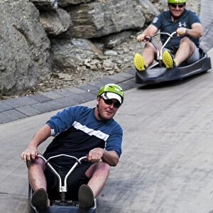 Two riders on the luge at Queenstown in Otago, New Zealand