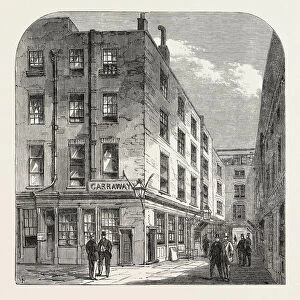 GARRAWAYs COFFEE HOUSE, CHANGE ALLEY, London, UK, 1866. Tea was first sold here in England