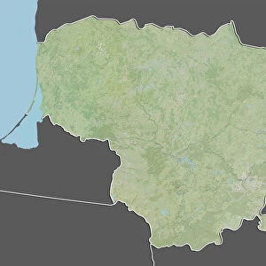 Lithuania, Relief Map With Border and Mask