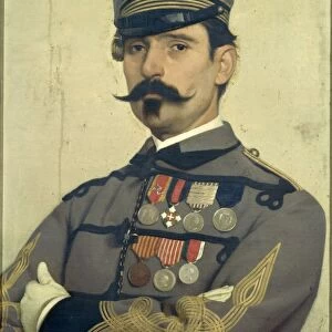 Portrait of Giovanni Maria Damiani wearing Garibaldis army uniform, by Antonio Puccinelli