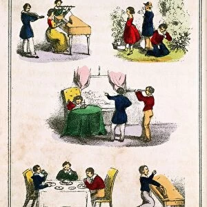 The Five Senses: smell, hearing, sight, touch and taste. From childrens book, London c1850