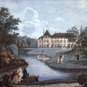 View of Malmaison Castle in Ile-de-France, by Henri Courvoisier-Voisin, Watercolor print