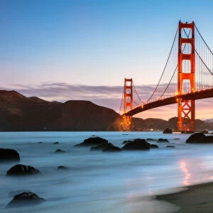 Dawn at the Golden gate bridge, San Francisco, USA