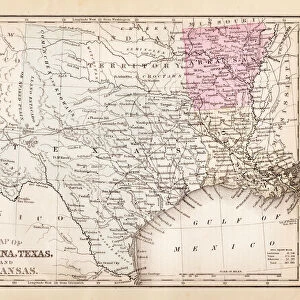 Map of Texas, Louisiana and Arkansas 1881