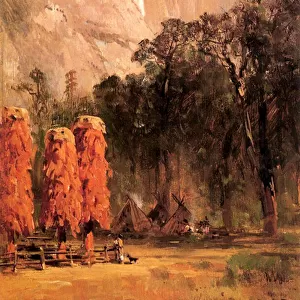 Acorn Granaries of the Piute Indians, c. 1873 (oil on paper on board)