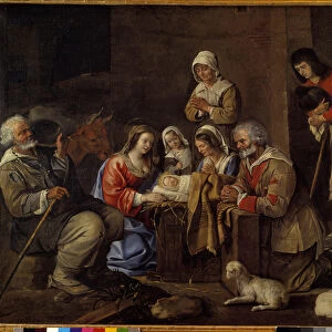 The Adoration of the Shepherds Painting by Jean Michelin (1623-1695) 17th century
