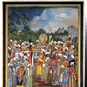 Akbar Shah II Receives the British Resident, c. 1810 (opaque w / c & gold on paper