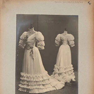 Album Page: House of Worth, Wedding Dress, 1905-06 (b / w photo)