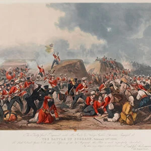 The Battle of Sobraon 10 February 1846 (aquatint, coloured)