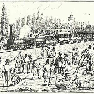 Bavarian Ludwig Railway between Nuremberg and Furth (engraving)