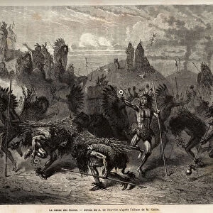 The bison dance performed by the warriors in the Mandans Indians (or noumah ka kie
