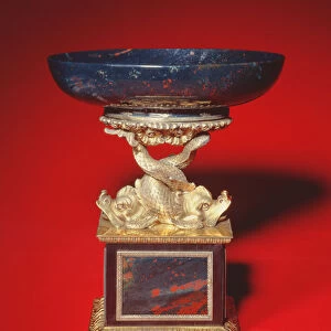 Bloodstone bowl and setting, 1824 (silver gilt & bloodstone)