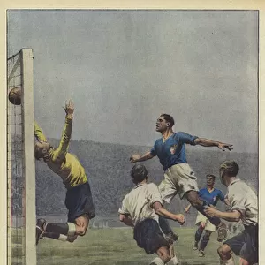 The brilliant recovery of the Azzurri in the Italy-England match (colour litho)