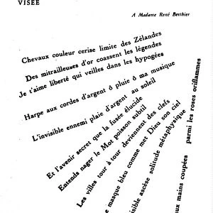 Calligram by Guillaume Apollinaire (1880-1918): "Visee"