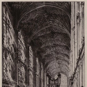 Cambridge: Interior of Kings College Chapel (etching)