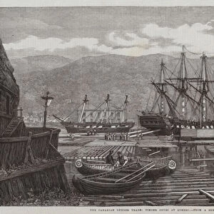 The Canadian Lumber Trade, Timber Coves at Quebec (engraving)