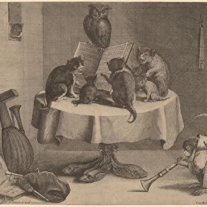 The Cats Concert (engraving and etching on laid paper)