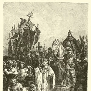 Charlemagne inflicting Baptism upon the Saxons (engraving)