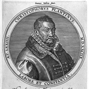 Christophe Plantin (c. 1520-89) (engraving) (b / w photo)