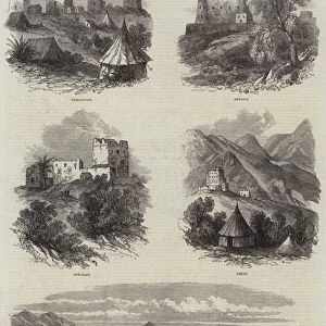 Conflicts with Arab Tribes near Aden, Native Forts and Villages (engraving)