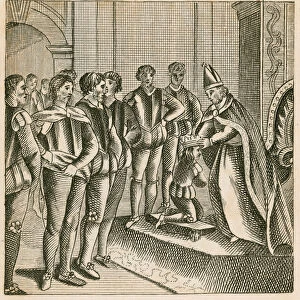 Coronation of King Henry VI of England in Paris, receiving homage as King of France, 1422 (engraving)