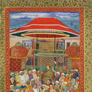 The Court Welcoming Emperor Jahangir (Shah Salim) (1569-1627) (gouache on paper)