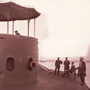 Crew on the deck of the USS Monitor, c. 1862 (sepia print)