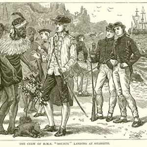 The Crew of H. M. S. "Bounty"Landing at Otaheite (engraving)