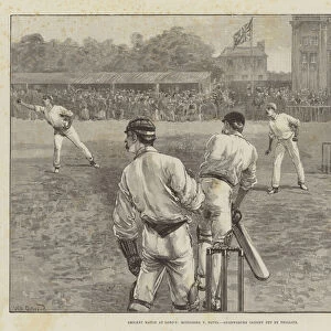 Cricket Match at Lord s, Middlesex v Notts, Shrewsbury caught out by Phillips (engraving)
