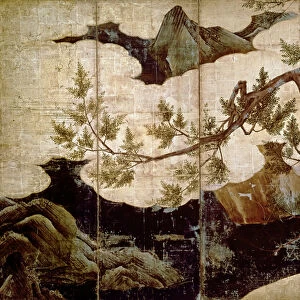 Cypress by Kano Eitoku, Muromanchi period (1368-1573) (from an eight-fold screen