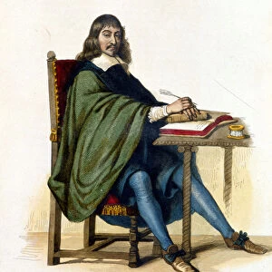 Descartes writing - in Ed. Mennechet, "Le Plutarque francais"