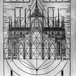 Design for Milan Cathedral, illustration from De Architectura by Vitruvius