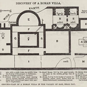Discovery of a Roman Villa, Ground-Plan of a Roman Villa in the Valley of Gan, near Pau (engraving)