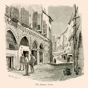 The Dogana, Genoa (litho)