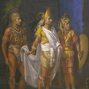 Emperor Montezuma II (c. 1470-1520), detail, painting by Juan Ortega, 1885 (oil on canvas)