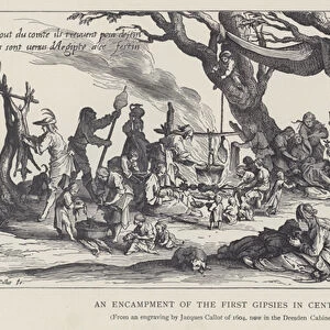 An encampment of the first Gipsies in Central Europe (litho)