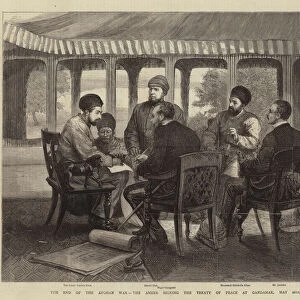 The End of the Afghan War, the Ameer signing the Treaty of Peace at Gandamak, 26 May 1879 (engraving)