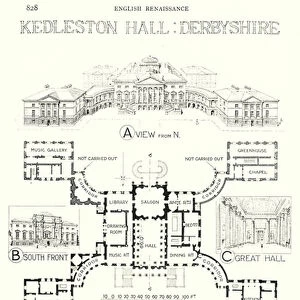 English Renaissance; Kedleston Hall, Derbyshire (litho)