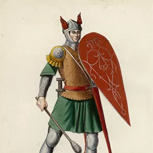 Fantassin Arme (coloured engraving)